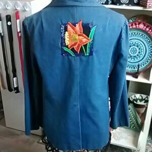 Denim Embellished  Blazer Coastal Cowgirl. Upcycled.